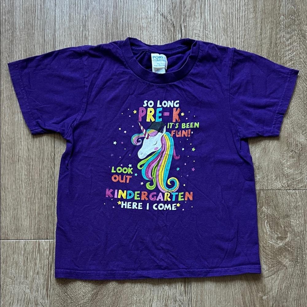 Purple Kids’ Unicorn Preschool Graduation Graphic Tee Size Extra Small (4-5)